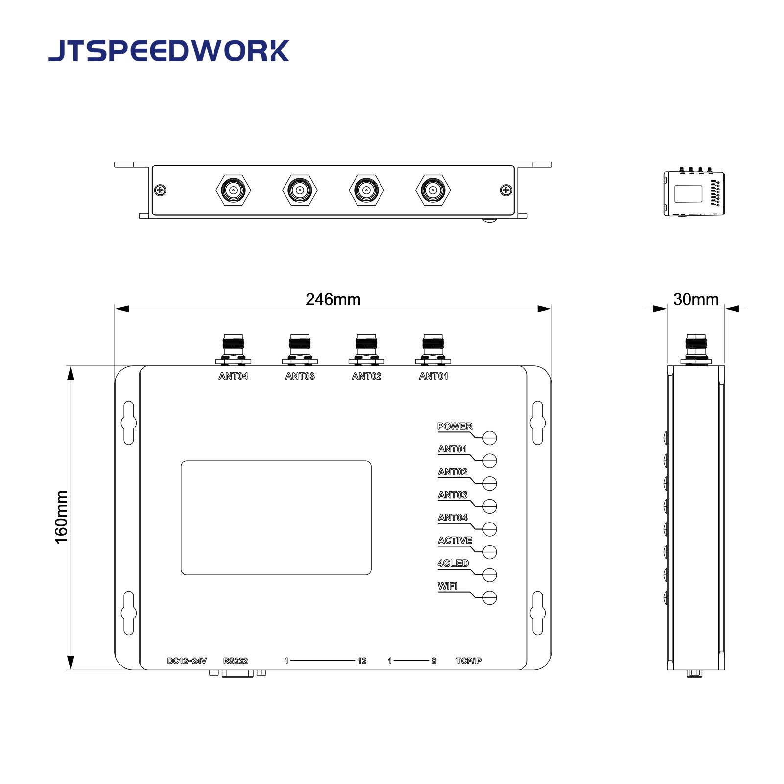JT-928 2/4 porter UHF RFID fast leser ISO18000-6C TM200 | Støttet for Impinj E710-brikke