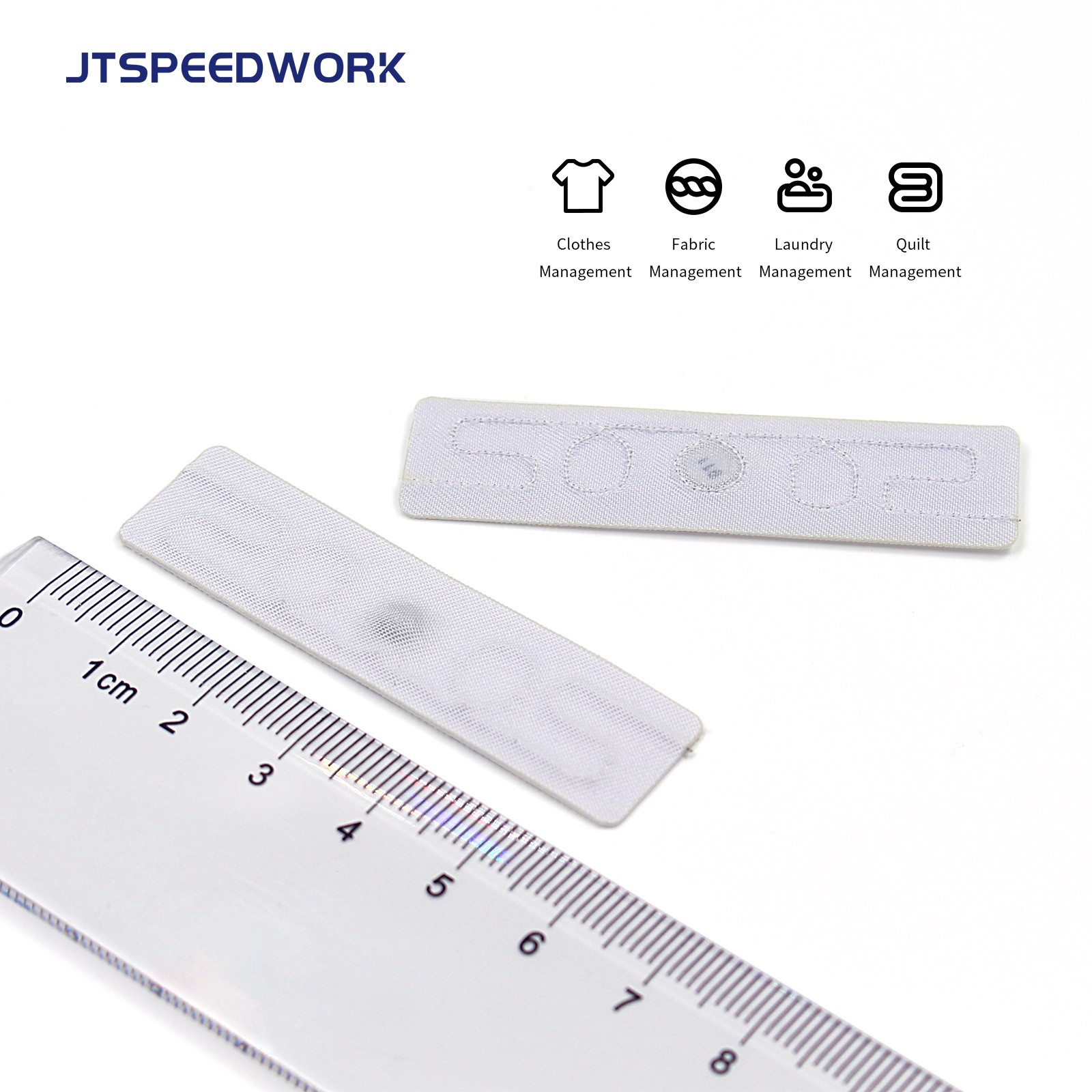 JT-F5815 58 * 15 mm 860-960 MHz UHF stoffvask tekstilvaskbar RFID-tag