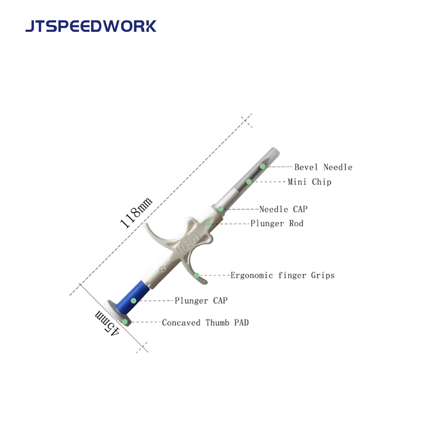 JT-A002 RFID-tagchip for kjæledyr-ID, dyr, mikrochip-sporingsbrikker, injiserbare 134,2 kHz dyr, implantert med engangsnål