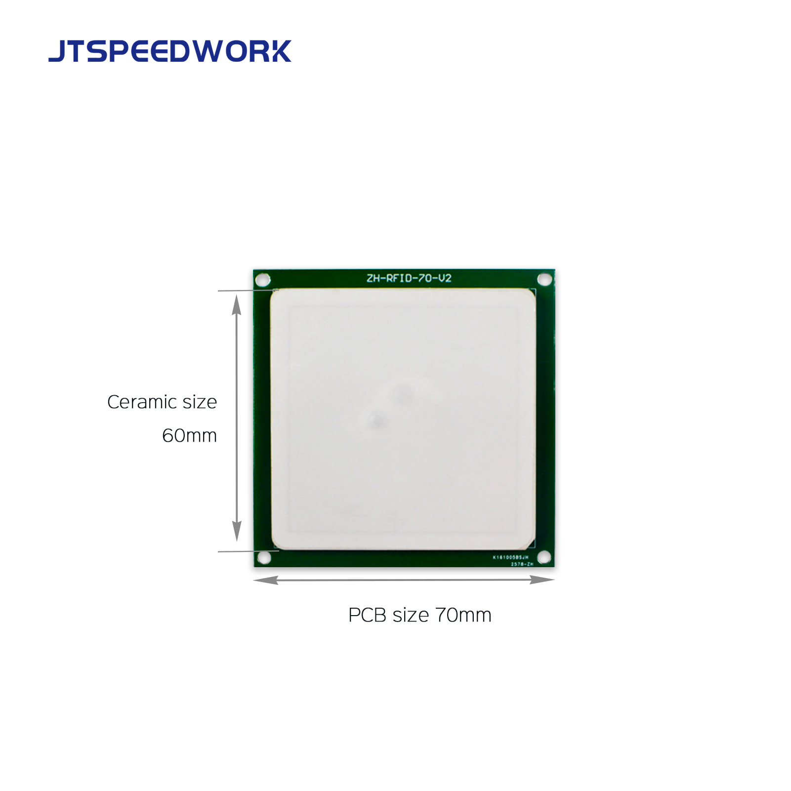 JT-T0060 4dBi UHF RFID keramisk antenne 860–960 MHz RHCP sirkulær polarisering, tilpassbar kontakt