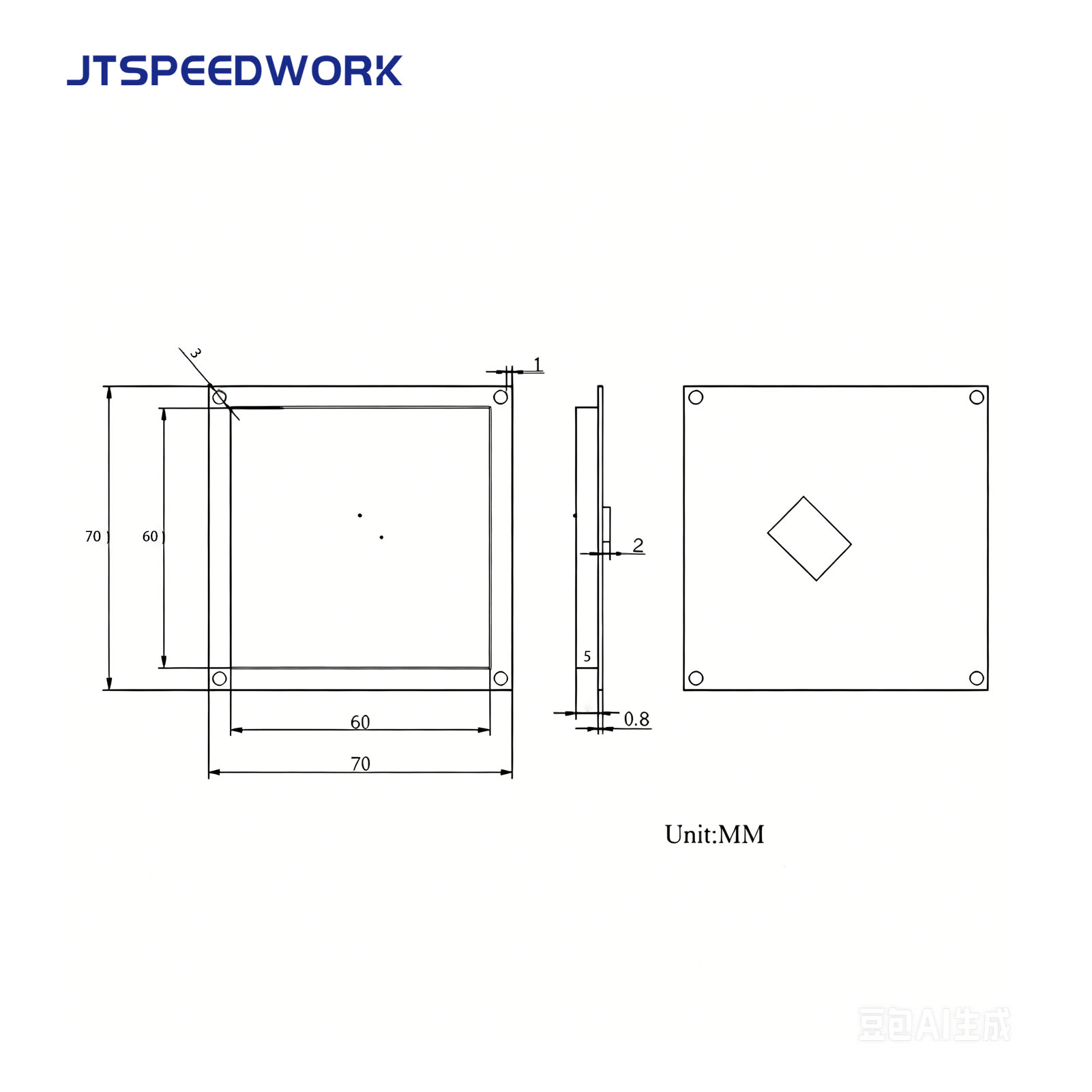 JT-T0060 4dBi UHF RFID keramisk antenne 860–960 MHz RHCP sirkulær polarisering, tilpassbar kontakt