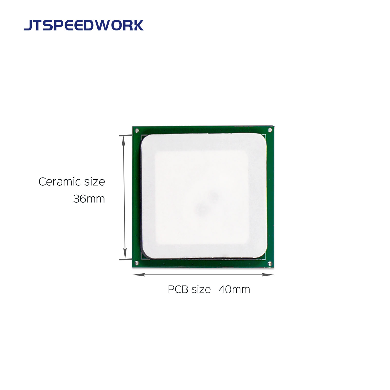 JT-T0036 3dBi UHF RFID keramisk antenne 36*36mm 865-868/902-928MHz RHCP for PDA